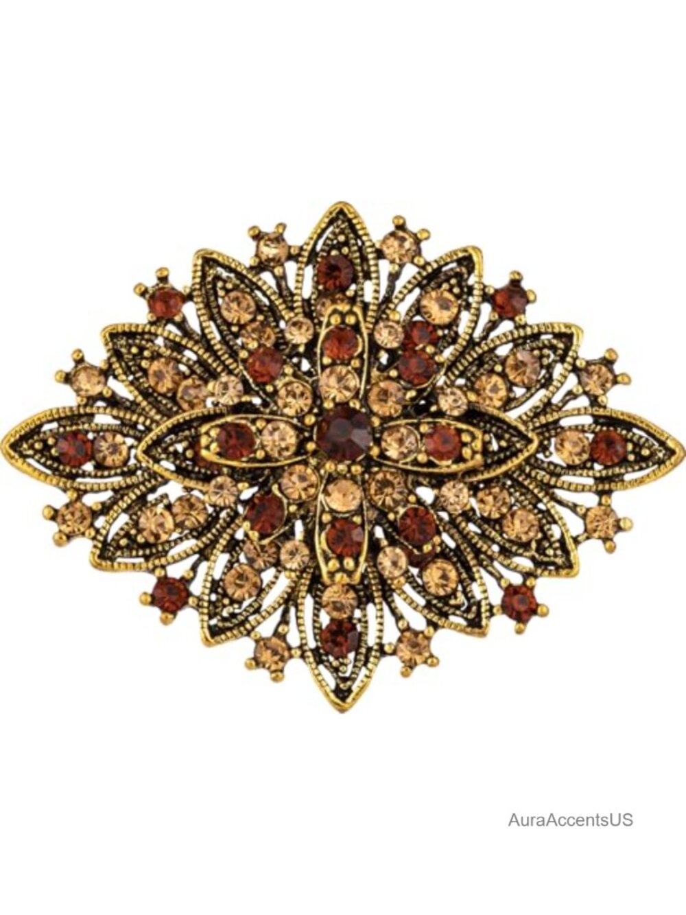 Crystal Rhinestone Brooch Pin for Women - Vintage Art Deco Style, 2.5 Inch Width